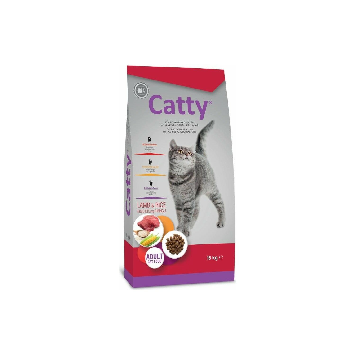 Catty Kuzu Etli ve Pirinçli Yetişkin Kedi Maması
