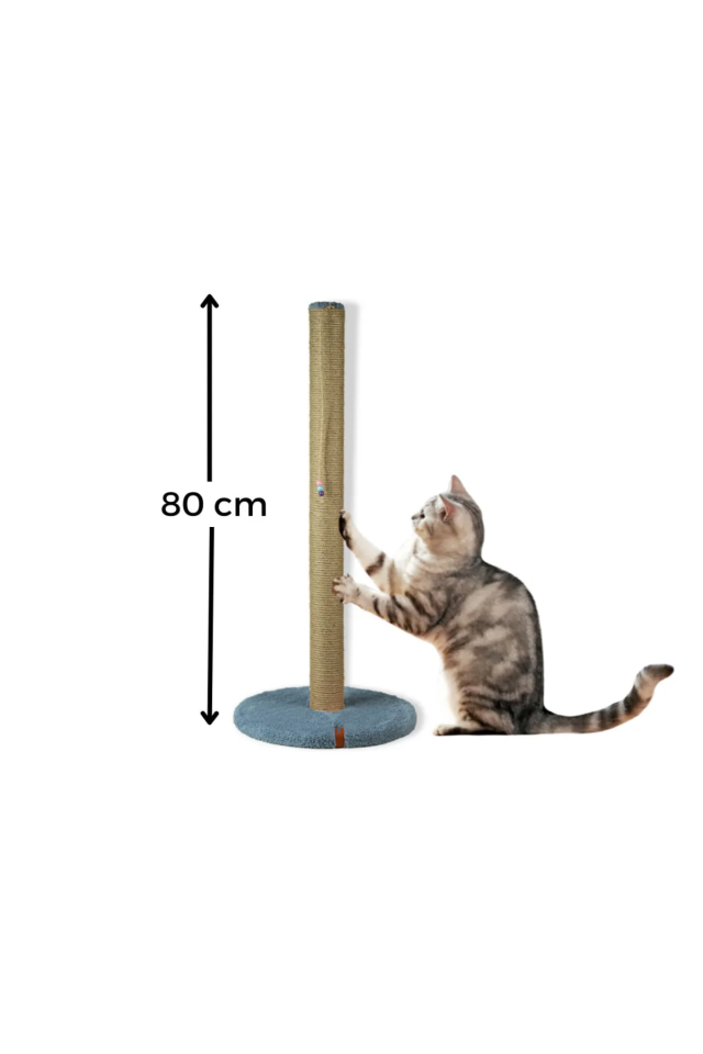 Pugalo 80 Cm Tırmalama Tahtası Silindir Taban Uzun Catnipli Tırmalama Tahtası Gri