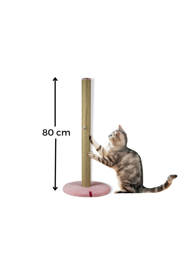 Pugalo 80 Cm Tırmalama Tahtası Silindir Taban Uzun Catnipli Tırmalama Tahtası Pembe