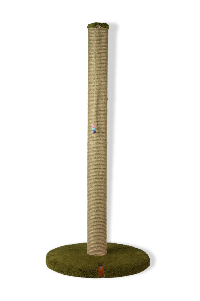 Pugalo 80 Cm Tırmalama Tahtası Silindir Taban Uzun Catnipli Tırmalama Tahtası Yeşil