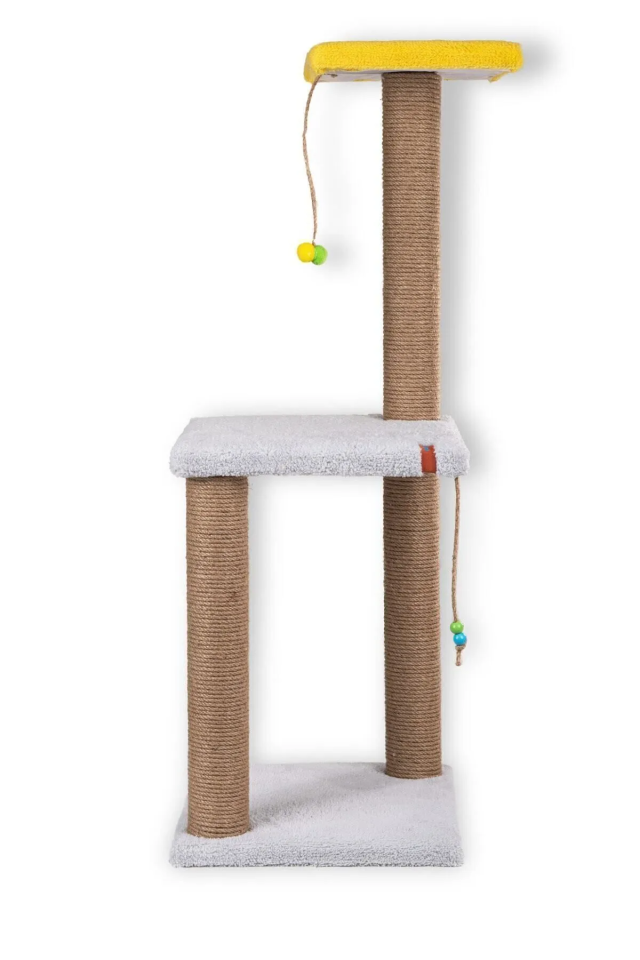 Pugalo 82 Cm  İki Katlı Kedi Tırmalama Tahtası Catnipli Tırmalama Tahtası Minder Yüzey Gri