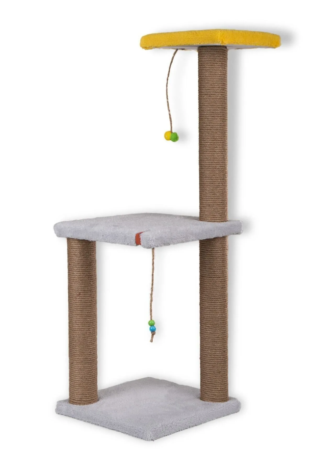 Pugalo 82 Cm  İki Katlı Kedi Tırmalama Tahtası Catnipli Tırmalama Tahtası Minder Yüzey Gri