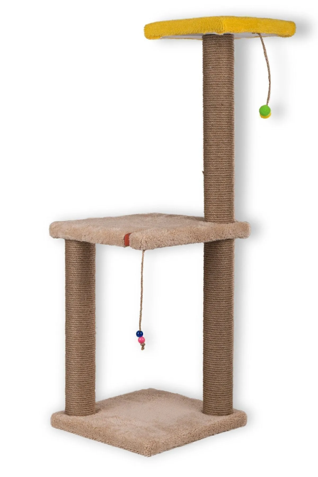 Pugalo 82 Cm  İki Katlı Kedi Tırmalama Tahtası Catnipli Tırmalama Tahtası Minder Yüzey Krem