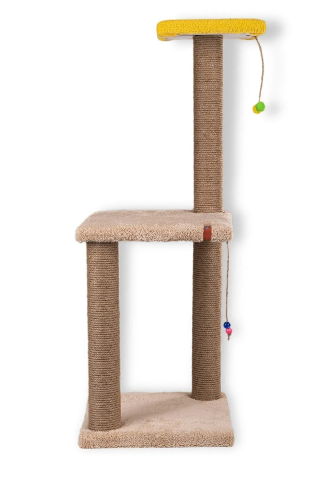 Pugalo 82 Cm  İki Katlı Kedi Tırmalama Tahtası Catnipli Tırmalama Tahtası Minder Yüzey Krem