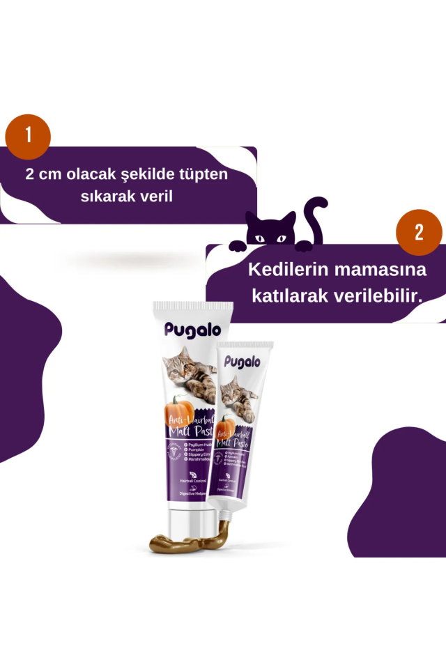 Pugalo Hairball Malt Paste Kediler İçin Tüy Yumağı Önleyen Vitamin Katkılı Malt Macun 100 ml