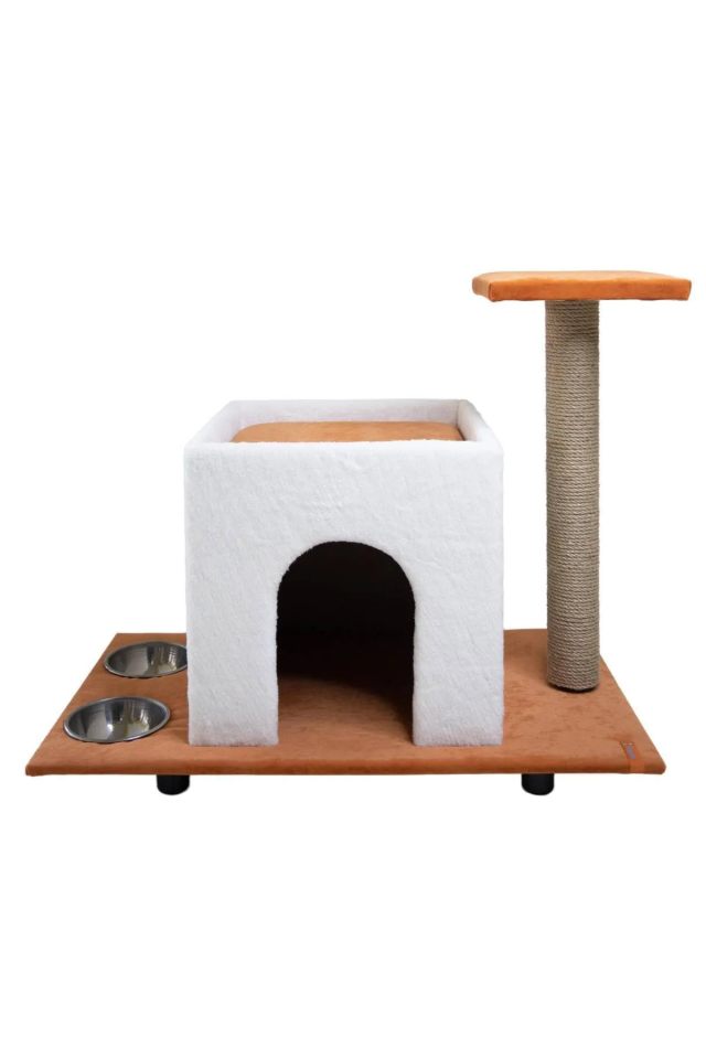 Pugalo Yataklı Büyük Kedi Evi Turuncu