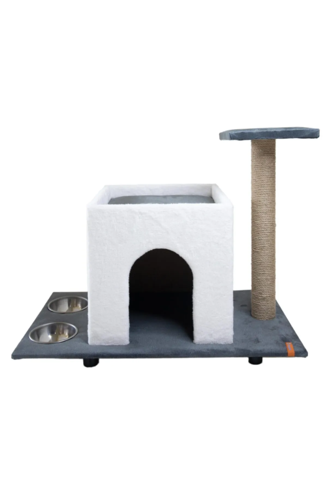 Pugalo Yataklı Büyük Kedi Evi Mavi