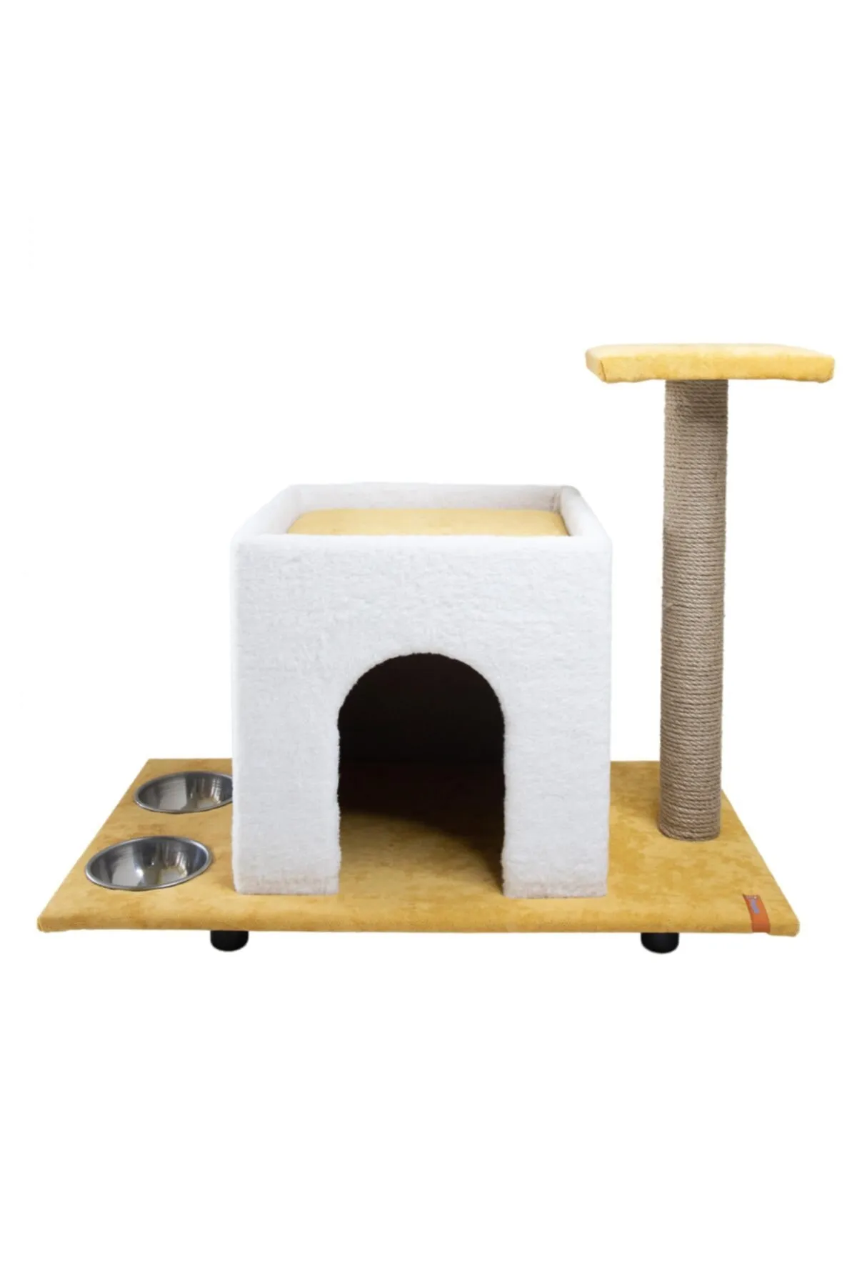 Pugalo Yataklı Büyük Kedi Evi Hardal