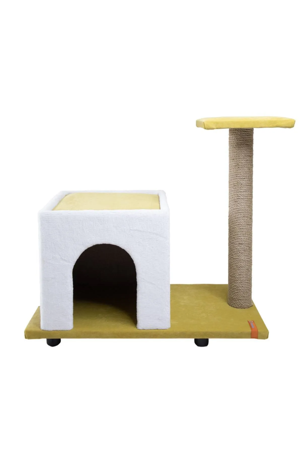 Pugalo Yataklı Küçük Kedi Evi Hardal