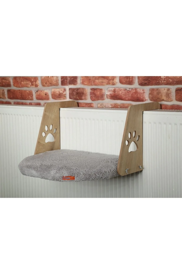 Pugalo Kalorifer Petek Radyatör Yatağı Kedi Geniş Kalorifer Yatağı Peluş Gri
