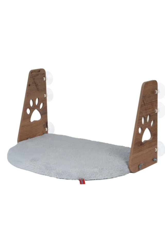 Pugalo Cam Yatağı Vantuzlu Kedi Cam Yatağı Vantuzlu Yatak Gri