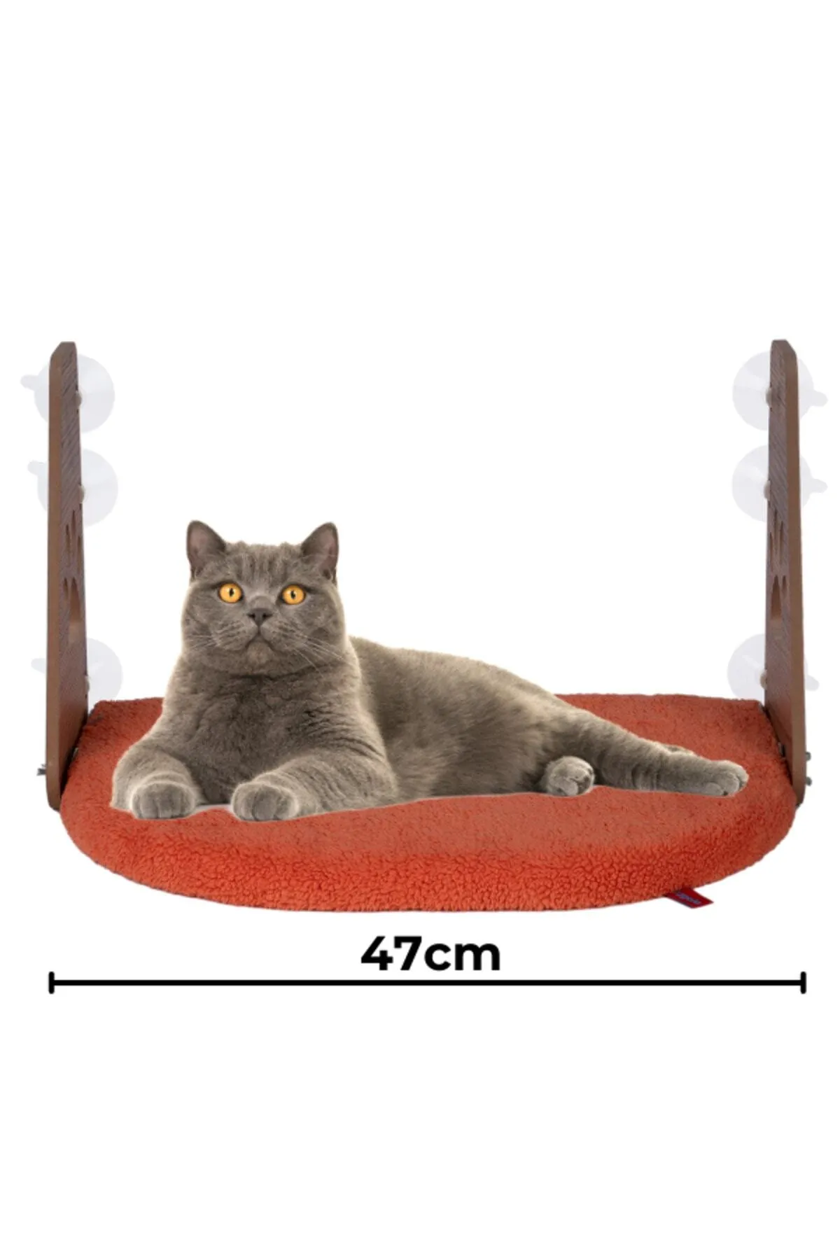 Pugalo Cam Yatağı Vantuzlu Kedi Cam Yatağı Vantuzlu Yatak Turuncu