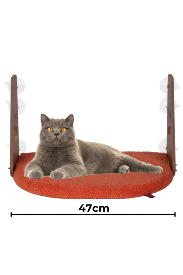 Pugalo Cam Yatağı Vantuzlu Kedi Cam Yatağı Vantuzlu Yatak Turuncu