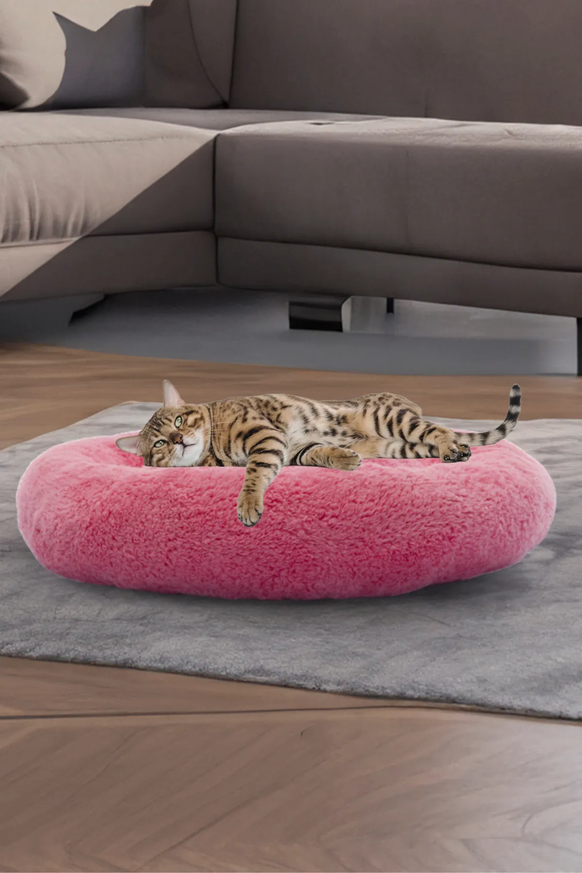 Pugalo Peluş Kedi ve Köpek Yatağı  Ekonomik Kedi ve Köpek Yatağı Pembe