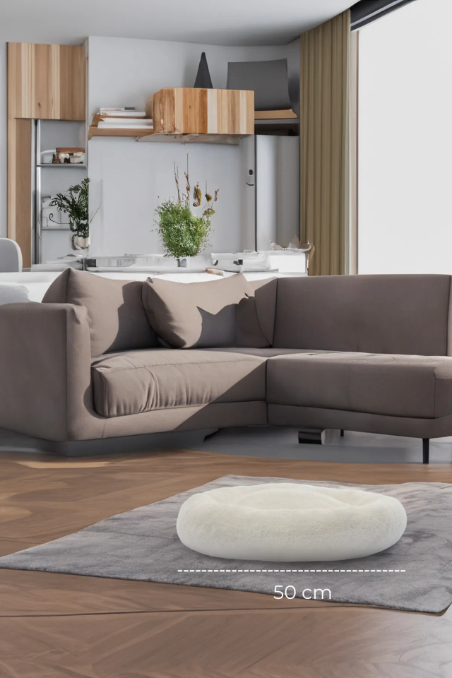 Pugalo Peluş Kedi ve Köpek Yatağı  Ekonomik Kedi ve Köpek Yatağı Beyaz