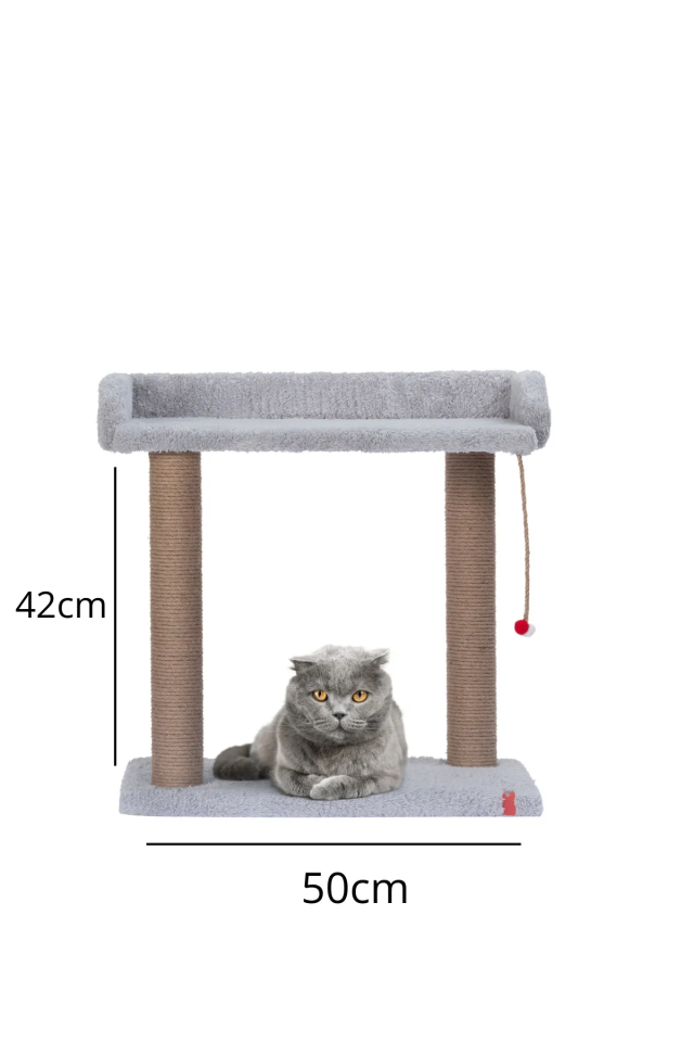 Pugalo Platform Oturaklı Geniş Yataklı Kedi Tırmalaması Gri