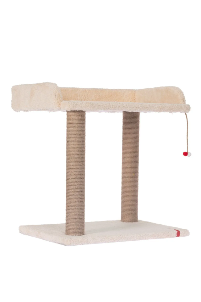 Pugalo Platform Oturaklı Geniş Yataklı Kedi Tırmalaması Krem