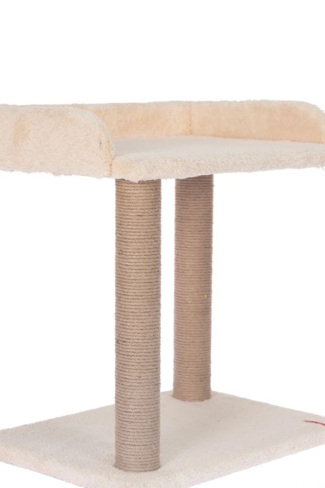 Pugalo Platform Oturaklı Geniş Yataklı Kedi Tırmalaması Krem