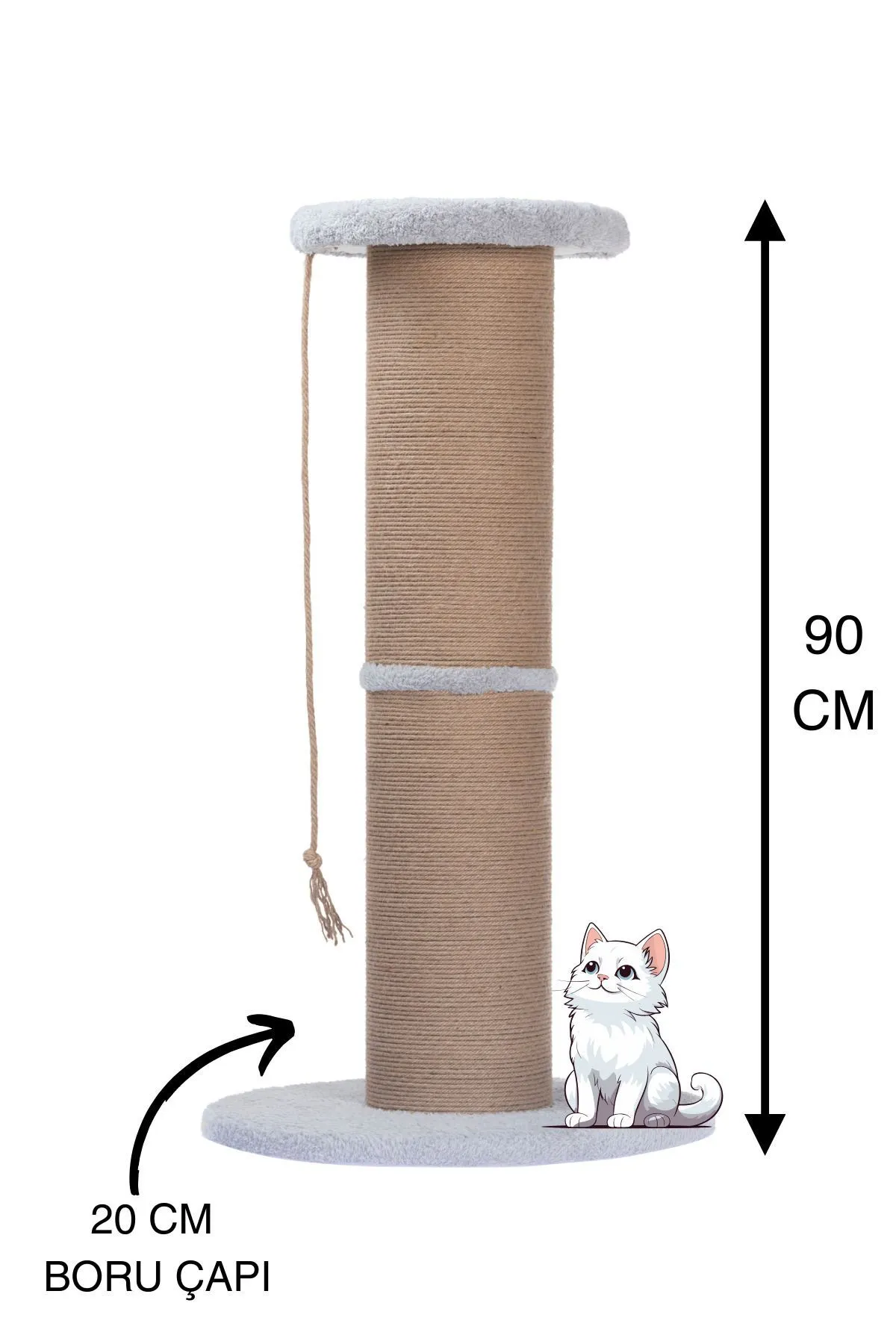 Pugalo Dev Borulu Tırmalama Minder Yüzey Gri