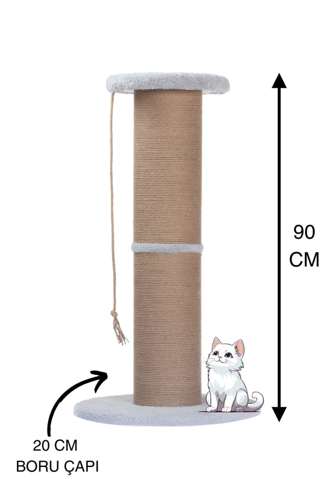 Pugalo Dev Borulu Tırmalama Minder Yüzey Gri