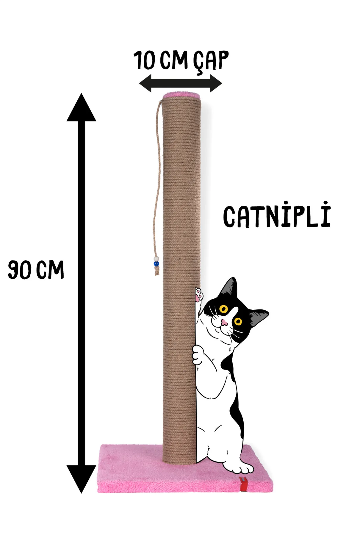 90cm Catnipli Kalın Borulu Dev Tırmalama Tahtası Minder Yüzey