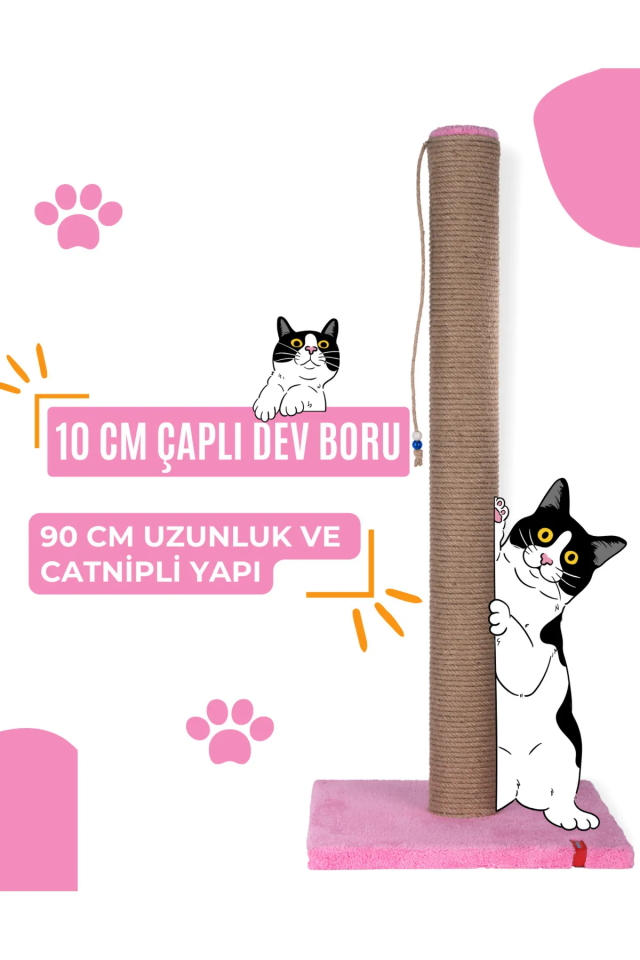 90cm Catnipli Kalın Borulu Dev Tırmalama Tahtası Minder Yüzey