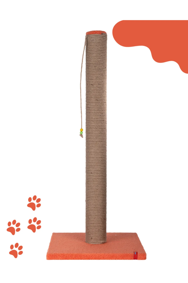 90cm Catnipli Kalın Borulu Dev Tırmalama Tahtası Minder Yüzey Turuncu