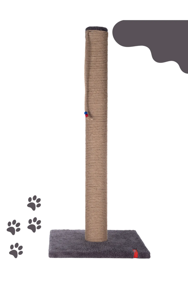 90cm Catnipli Kalın Borulu Dev Tırmalama Tahtası Minder Yüzey Antrasit