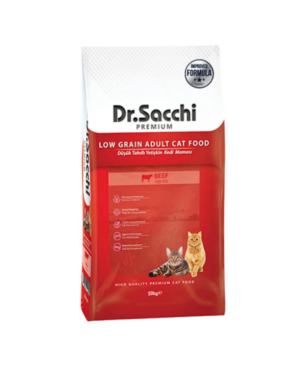 Dr. Sacchi Dr.Sacchi Premium Sığır Etli Düşük Tahıllı Yetişkin Kedi Maması 10 Kg