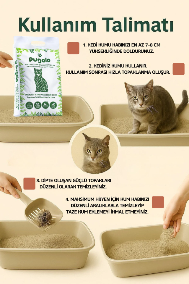 Tozsuz Naturel Kedi Kumu Premium Koku Hapseden Topaklanan Çok Katmanlı Kedi Kumu 10LT