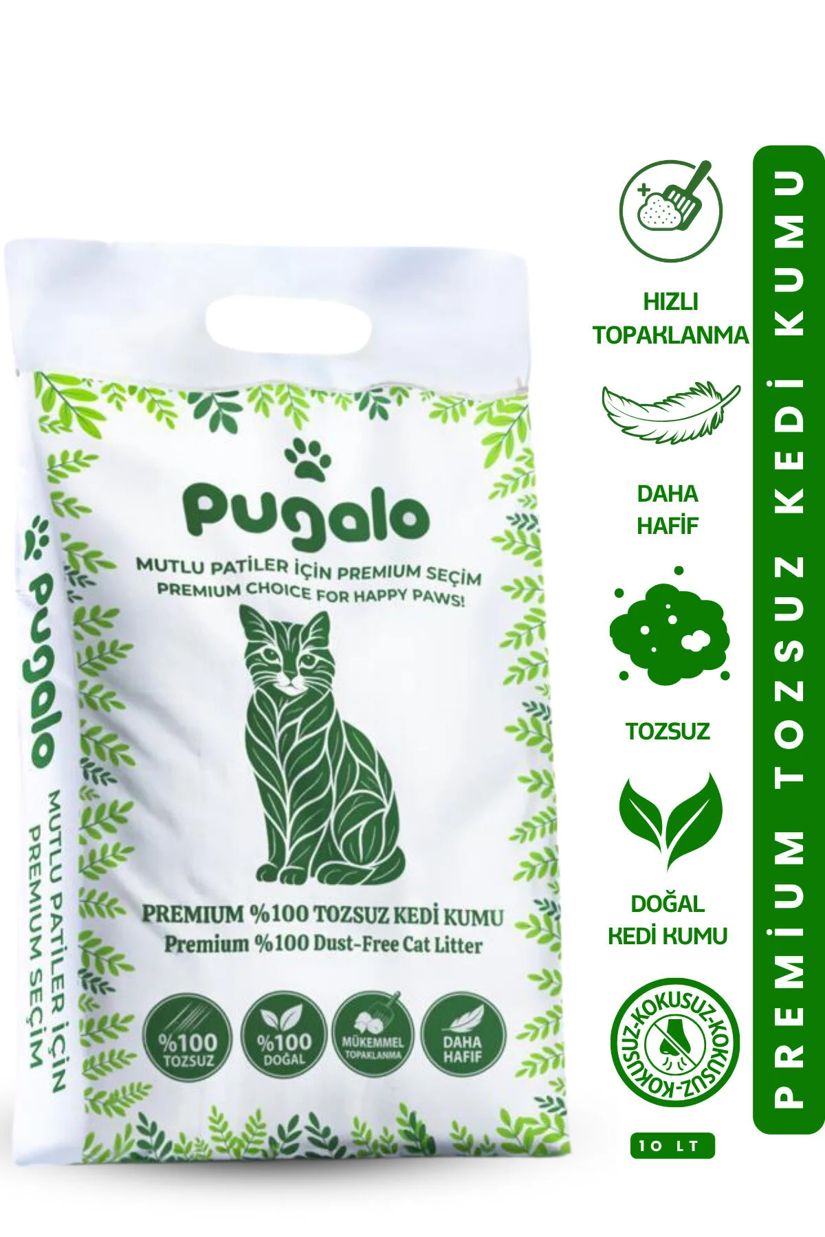 Tozsuz Naturel Kedi Kumu Premium Koku Hapseden Topaklanan Çok Katmanlı Kedi Kumu 10LT
