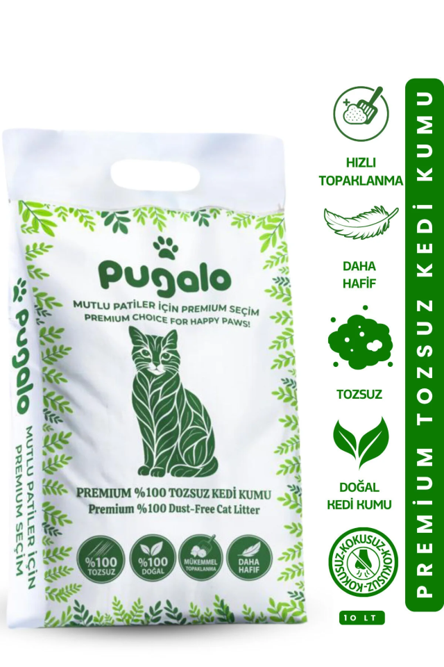 Tozsuz Naturel Kedi Kumu Premium Koku Hapseden Topaklanan Çok Katmanlı Kedi Kumu 10LT