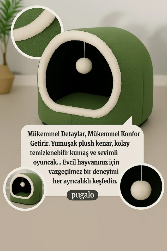 Pugalo Alaska Model Kedi Evi Yeşil