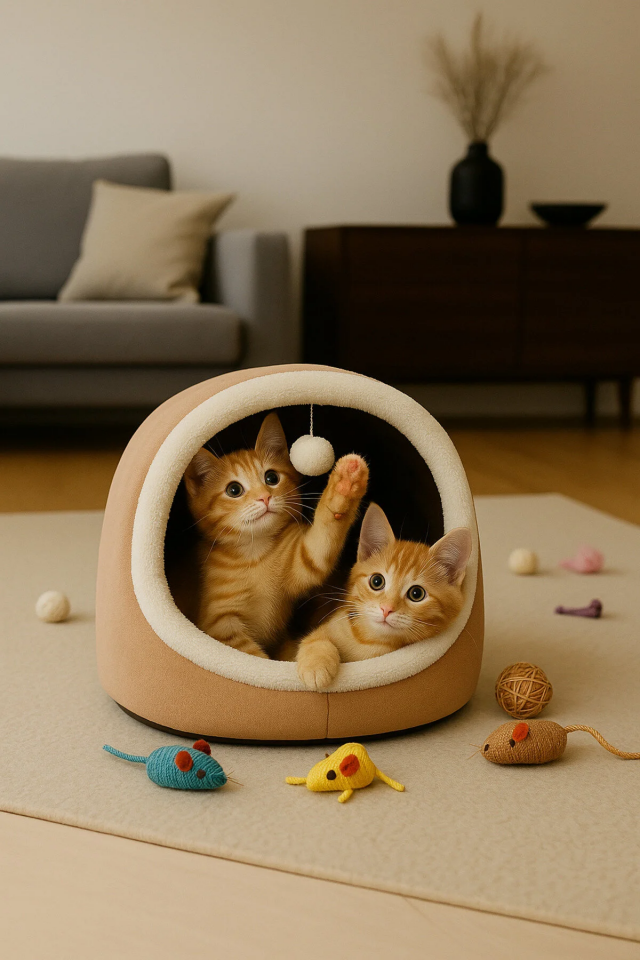 Pugalo Alaska Model Kedi Evi Sütlü Kahve