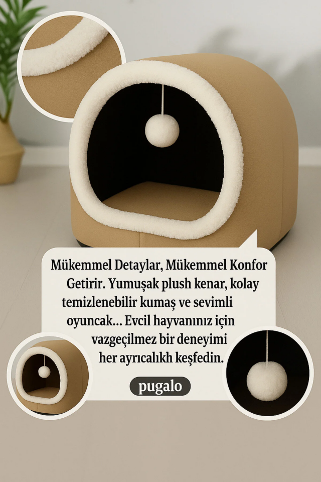 Pugalo Alaska Model Kedi Evi Sütlü Kahve