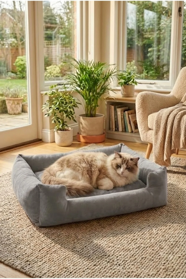 Pugalo Soho Ultra Yumuşak Kedi ve Köpek Yatağı Elyaf Dolgu Gri XXL