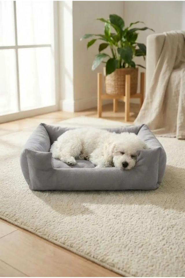 Pugalo Soho Ultra Yumuşak Kedi ve Köpek Yatağı Elyaf Dolgu Gri XXL