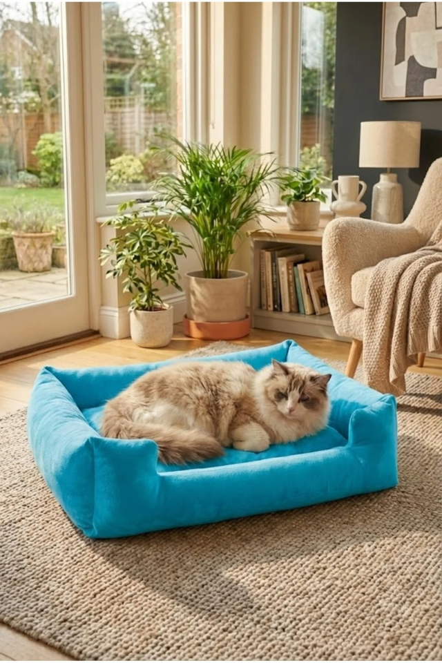 Pugalo Soho Ultra Yumuşak Kedi ve Köpek Yatağı Elyaf Dolgu Mavi XXL