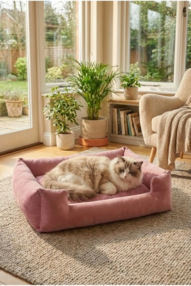 Pugalo Soho Ultra Yumuşak Kedi ve Köpek Yatağı Elyaf Dolgu Pembe XXL