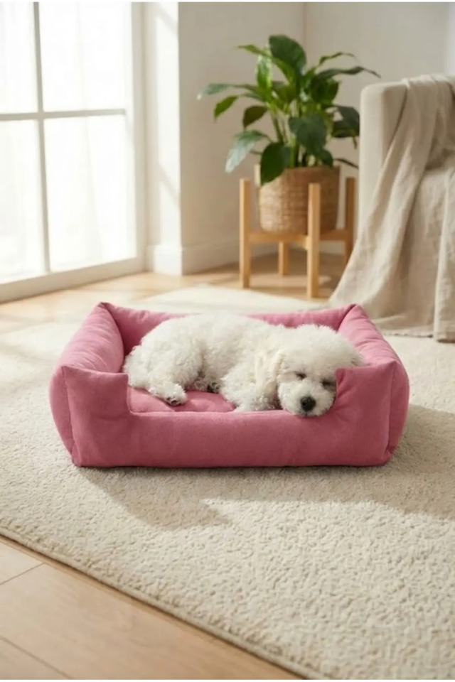 Pugalo Soho Ultra Yumuşak Kedi ve Köpek Yatağı Elyaf Dolgu Pembe XXL