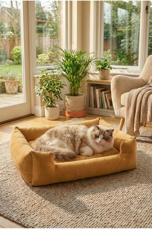 Pugalo Soho Ultra Yumuşak Kedi ve Köpek Yatağı Elyaf Dolgu Sarı XXL