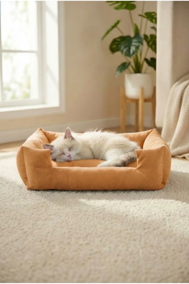 Pugalo Soho Ultra Yumuşak Kedi ve Köpek Yatağı Elyaf Dolgu Sarı XXL