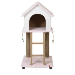 Pugalo Catnipli Üçgen Tırmalama Evi 3 Renk Seçenekli Pembe